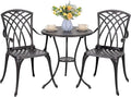 NUU GARDEN Patio Bistro Sets 3 Piece Cast Aluminum Bistro Table and Chairs Set by NUUGARDENCORPORATION