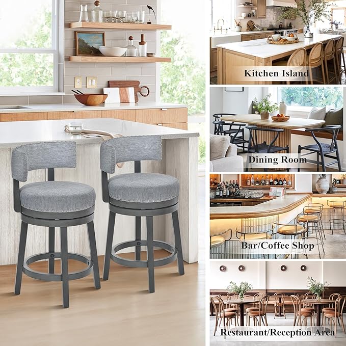 COLAMY Swivel Counter Height Bar Stools Set of 1, 25 Inch Modern Upholstered - Image 7
