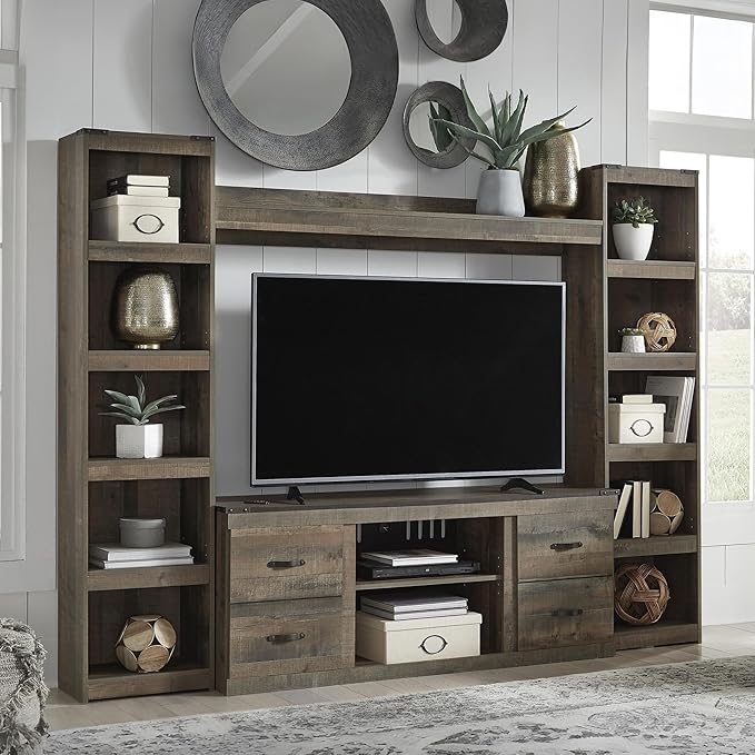 Signature Design by Ashley Trinell Rustic 4-Piece Entertainment Center - Image 2