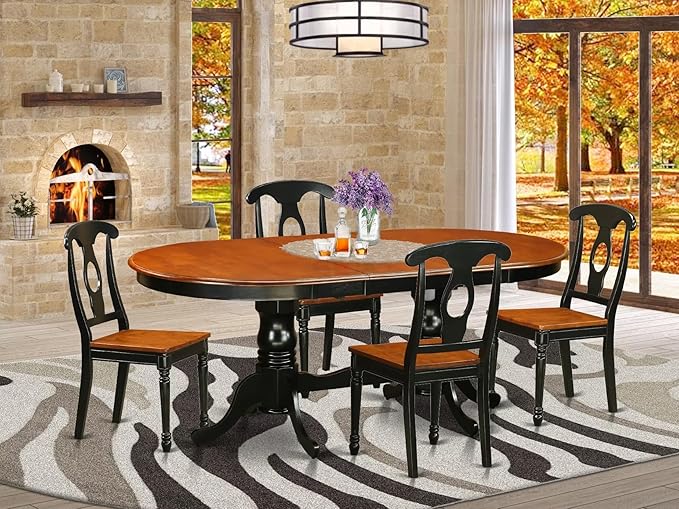East West Furniture PLKE5-BCH-W 5 Piece Kitchen Table & Chairs Set Includes an - Image 2