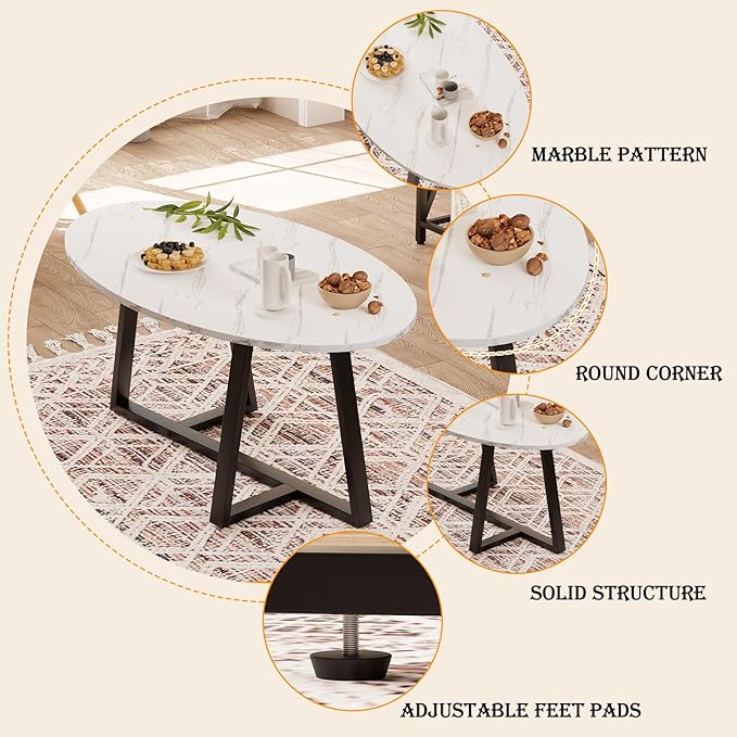 Coffee Table Small Oval Table, Modern Center Tea Tables - Image 9