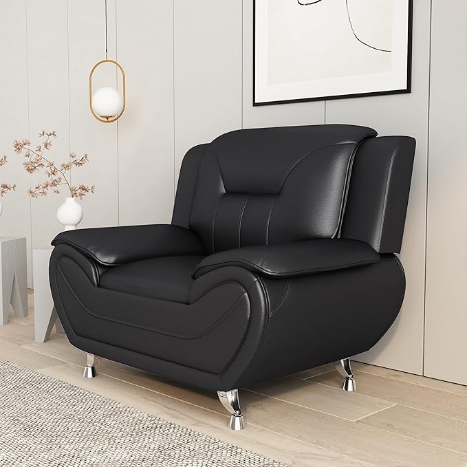 Container Furniture Direct Michael Modern Faux Leather Upholstered Stainless - Image 13