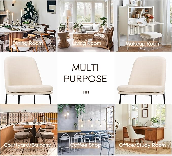 COLAMY Dining Chairs Set of 6, Fabric Upholstered Dining Room Chairs Dinner - Image 4