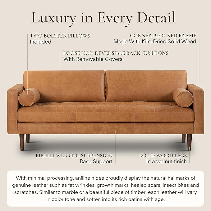 Poly & Bark Napa Leather Couch - Image 4