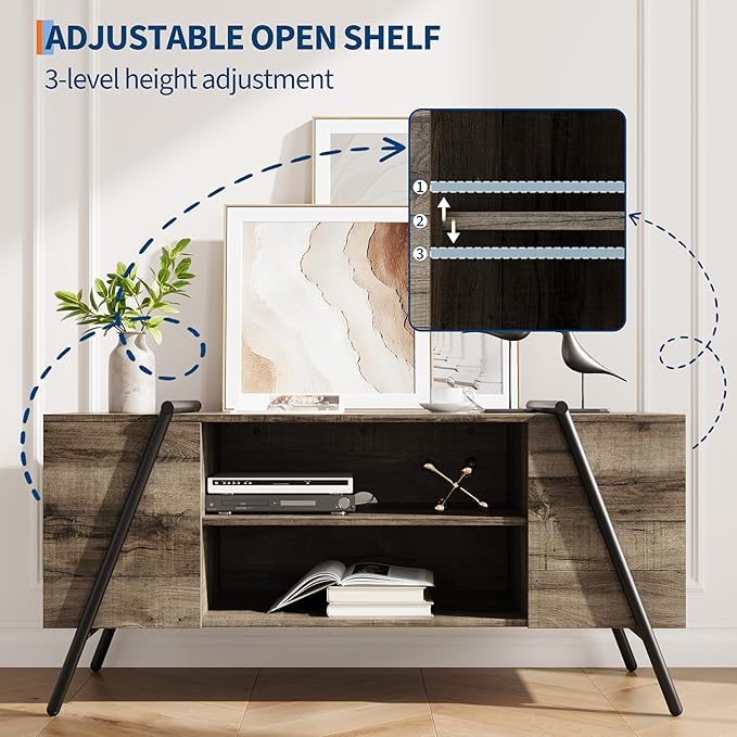 Garvee 47 Inch TV Stand with Slanted Metal Legs, Industrial Media Console with - Image 3