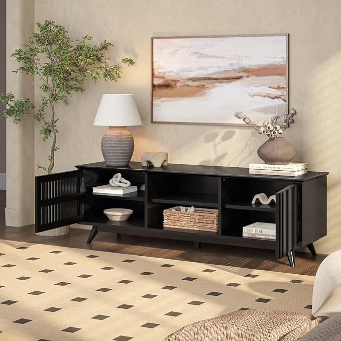 Plank+Beam Mid-Century Modern Wood TV Stand, Solid Wood Entertainment Console - Image 8