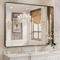 WEER Black Bathroom Mirror, 40X30 Inch Rectangular Black Metal Framed by WEER