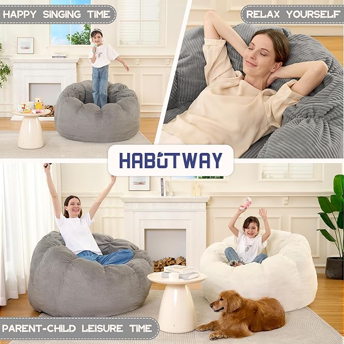 HABUTWAY Giant Bean Bag Chair for Adults/Kids/Teens, Pumpkin Bean Bag Couch - Image 6