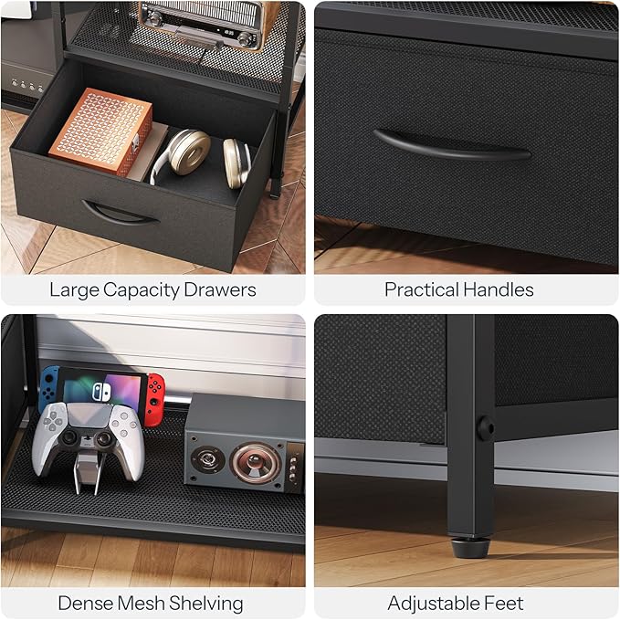 HOOBRO LED TV Stand with Storage, LED Entertainment Center with Open Shelves - Image 7