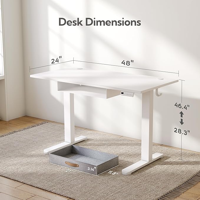 Seang Standing Desk with Drawer, 3 Memory Height Settings with Cable Grommets & - Image 3