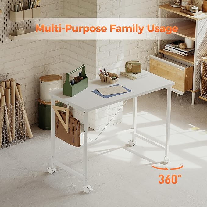 Rolling Computer Desk with Wheels, Gaming Desk - Image 7