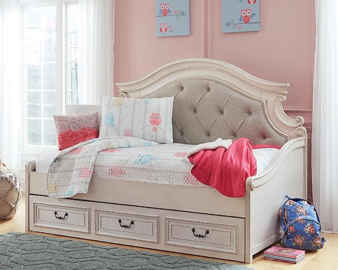 Signature Design by Ashley Realyn Traditional Upholstered Tufted Twin Platform - Image 2