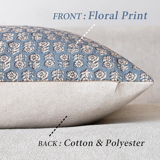 Foindtower Set of 2 Decorative Neutral Floral Print Throw Pillow Covers Vintage - Image 2