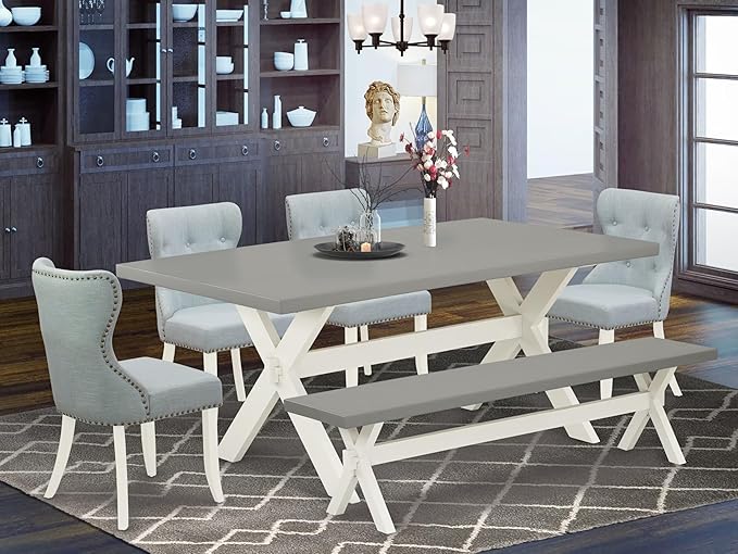 East West Furniture X097SI215-6 6 Piece Dining Set Contains a Rectangle Dining - Image 2