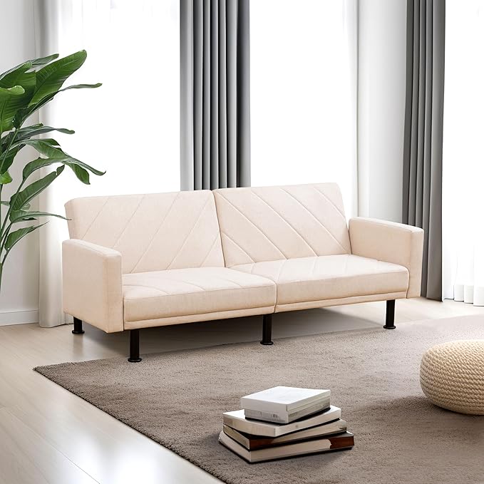 Fold Out Modern Couch Convertible Chair Bed, Sleeper Sofa 2 Seater Loveseat - Image 3