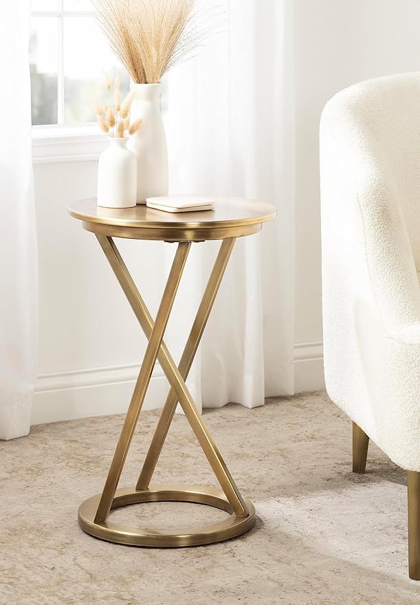 Kate and Laurel Aja Modern Metal Round Side Table; 15 x 15 x 23; Antique Brass; - Image 4