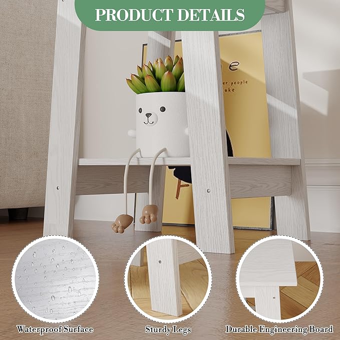 End Table with Double Storage Shelves, Small Space Side Table - Image 5