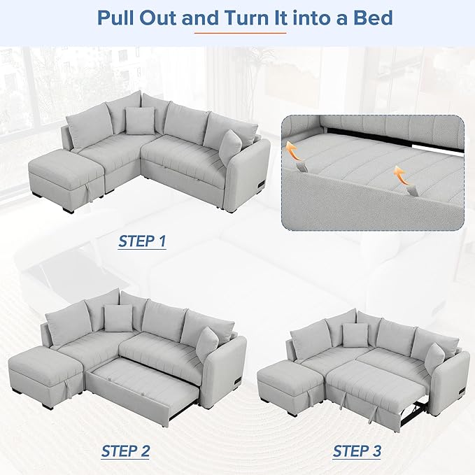 Ball & Cast L-Shaped Sectional Pull Out Sofa - Image 7