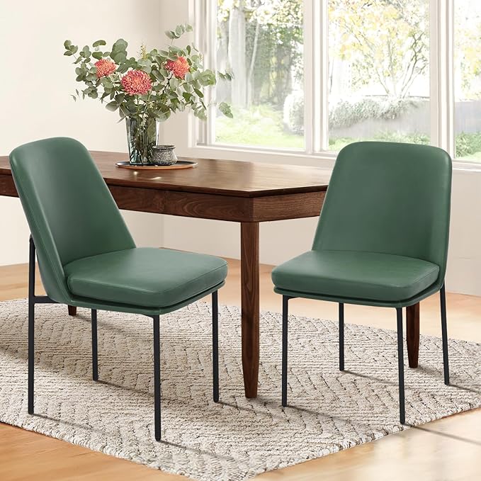 COLAMY Modern Dining Chairs Set of 2, Faux Leather Upholstered Dining Room by COLAMYINC