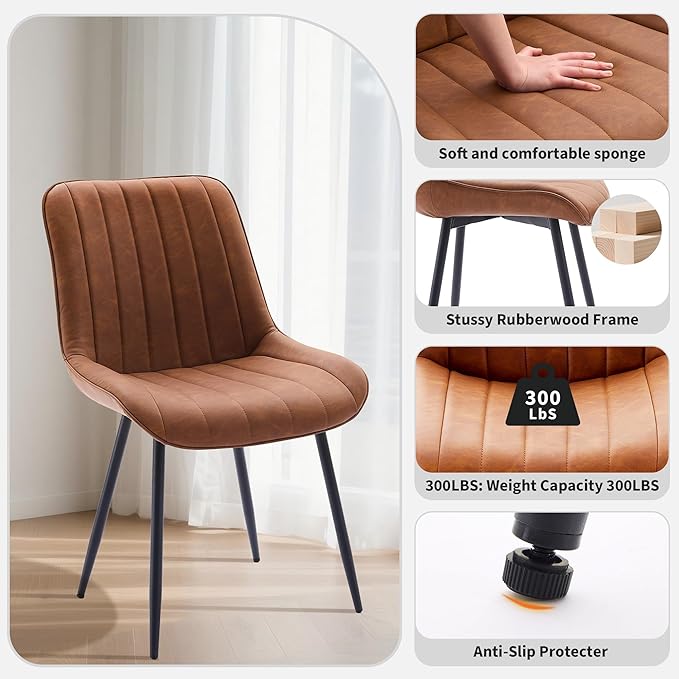 Dining Chairs Set of 2, Upholstered PU Leather Kitchen & Dining Chairs - Image 8