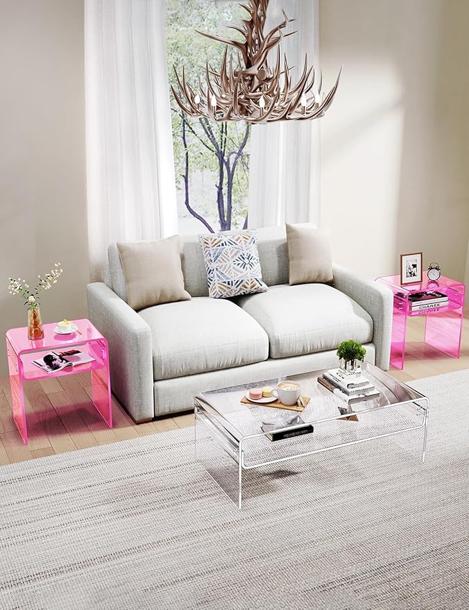 Clear Acrylic End Table 2-Tier Bedside nightstand - Image 5
