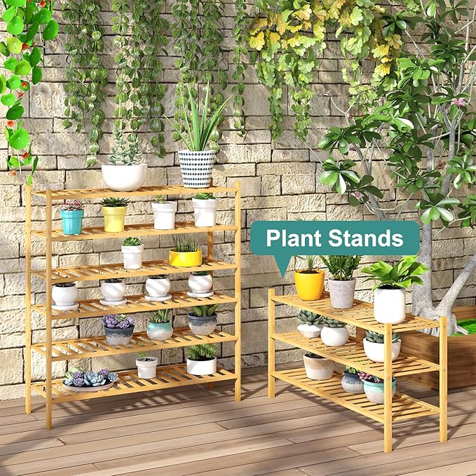 3-Tier Long Shoe Rack, Bamboo Wood Shoe Rack - Image 8