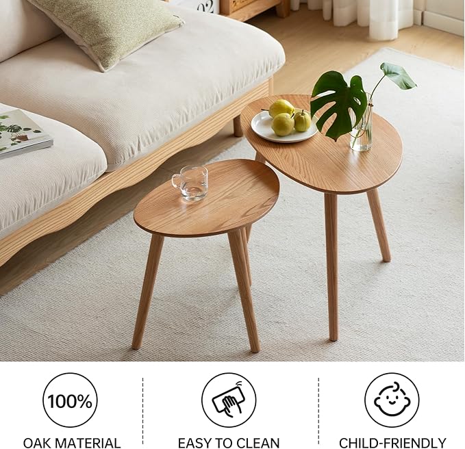 Small Oval Coffee Table, 19.7" Mid Century Modern End Table - Image 4