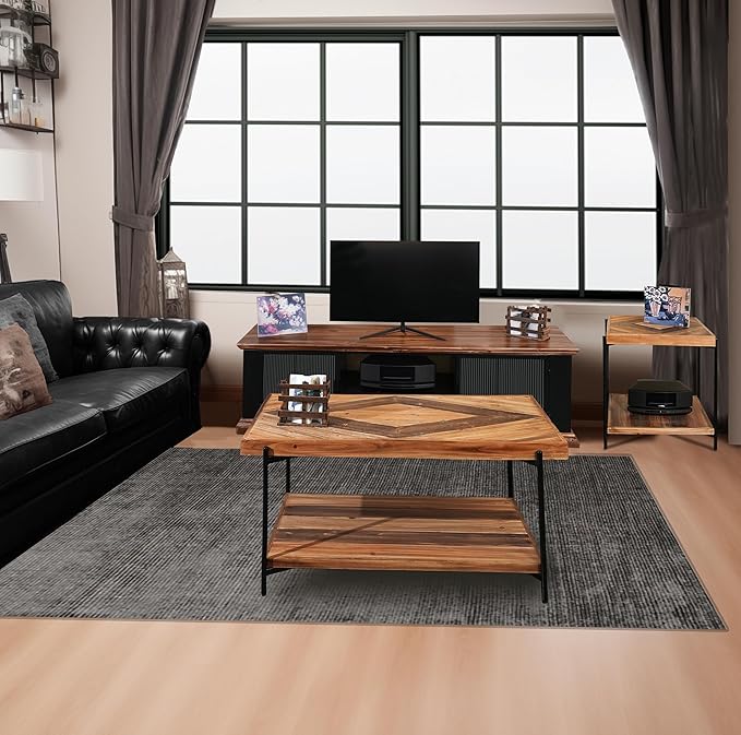 CONSDAN StoneCreek 4 Pieces Fir Living Room Table Set, Solid Fir Wood, Includes by CONSDAN