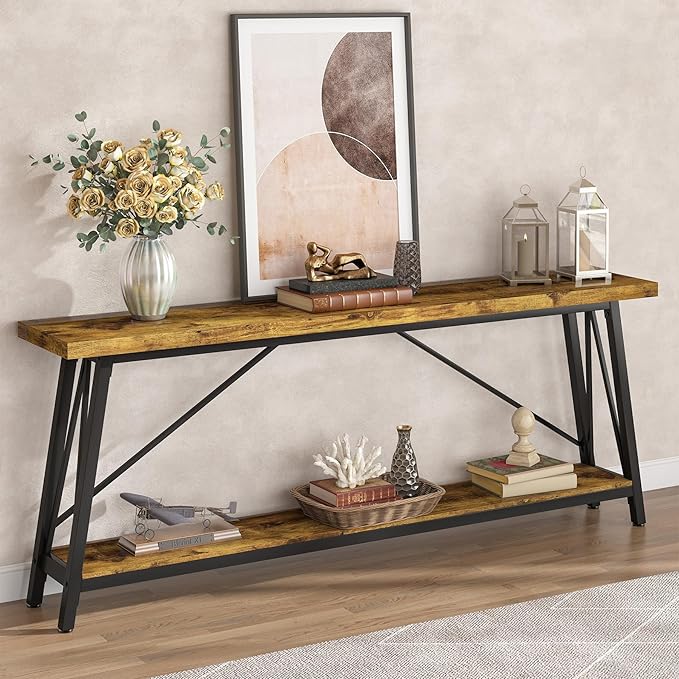 Tribesigns 70.9 Inches Extra Long Sofa Table Behind Couch, Industrial Entry - Image 3