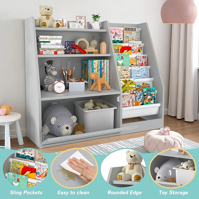 TOETOL Kids Bookshelf & Book Storage, 3 Tier Wooden Toddler Bookshelf - Image 7