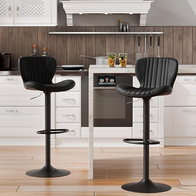 Shintenchi Bar Stools Set of 2 Modern Swivel Bar Chairs, Counter Height Faux by Shintenchi