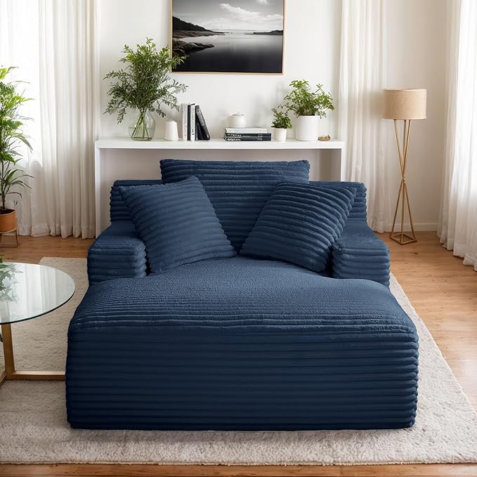 Oversized Chaise Daybed Lounge Sleeper Chair Sofa Bed Indoor, Fluffy Corduroy - Image 7