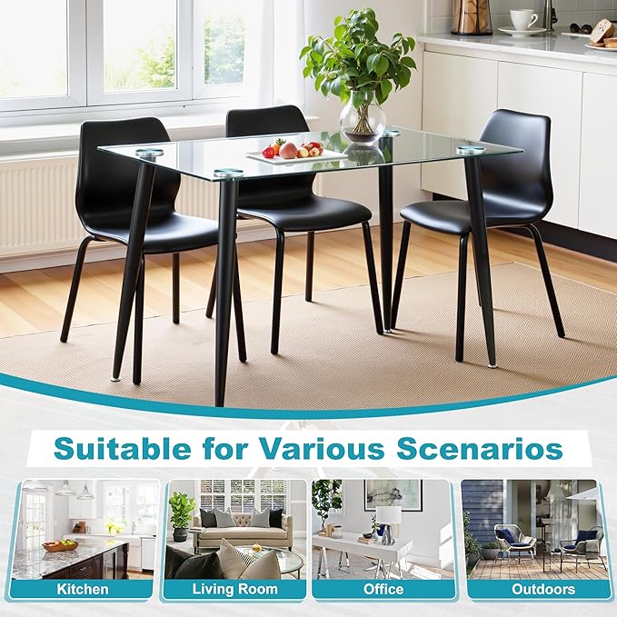 Dining Table for 6 Kitchen Table 47.2" Rectangular Modern Glass Dining Table - Image 7