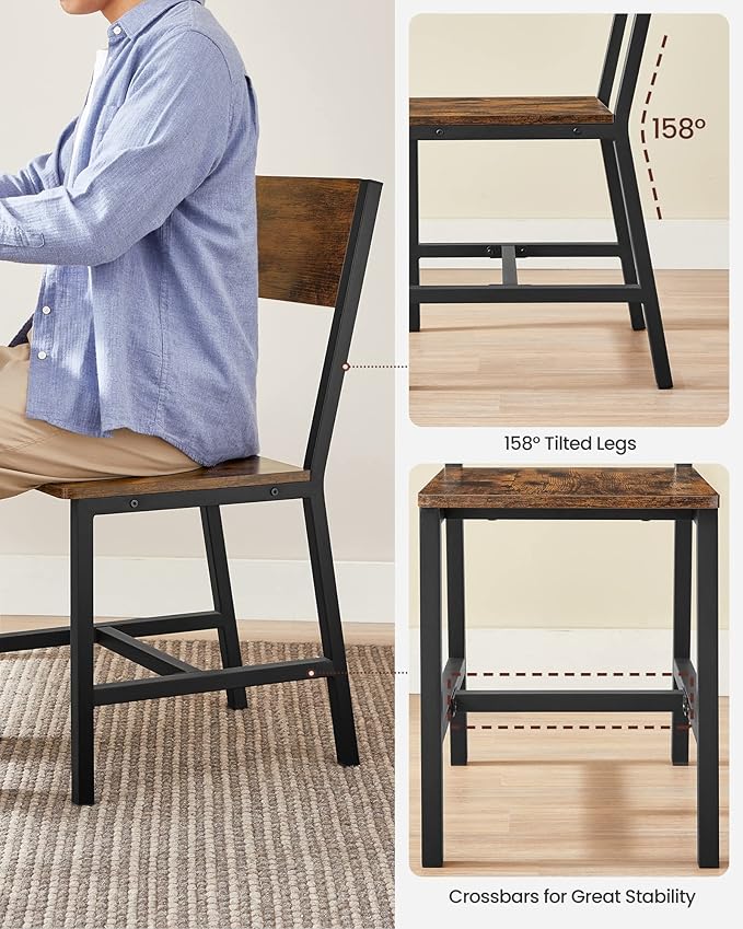 VASAGLE Dining Chair Set of 6, Wood Kitchen Chairs - Image 5