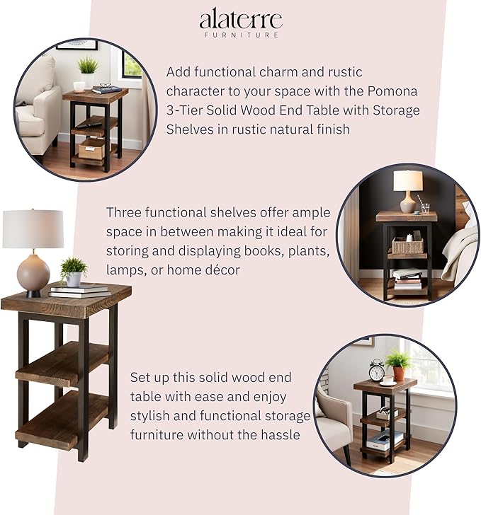 Pomona 3-Tier Solid Wood End Table - Image 4