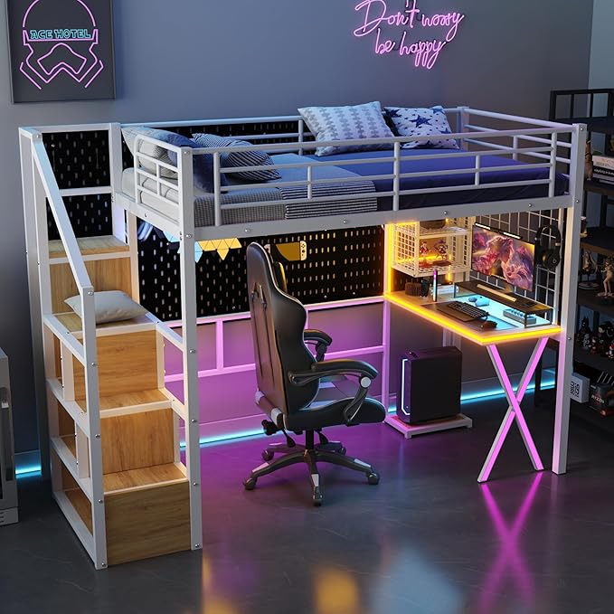 Merax Twin Size Metal Loft Bed - Image 4