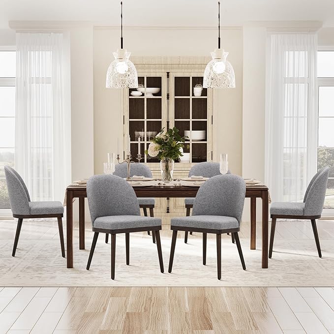 COLAMY Upholstered Dining Chairs Set of 6, Wooden Kitchen Chairs by COLAMYINC