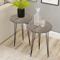 PAK HOME - Set of 2 Pine Wood Grey End Table – Round Wood Sofa Side Coffee by PAKHOME