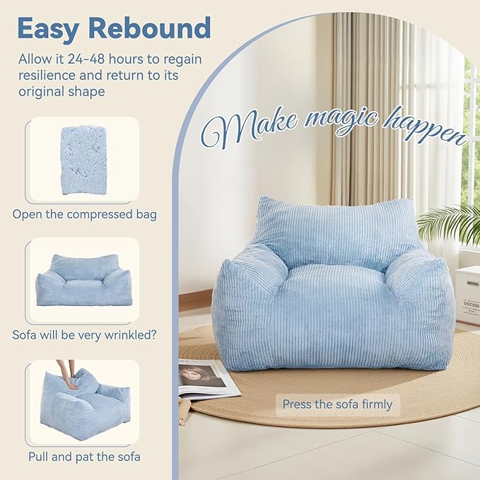 INMOZATA Bean Bag Chair for Adults, 3FT Beanbag Chairs - Image 5