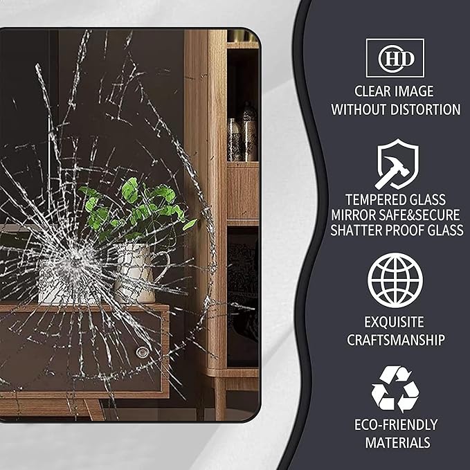 Black Bathroom Mirror, Rectangle 24 x 36 Inch Vanity Wall Mirror, Modern Mirror - Image 6