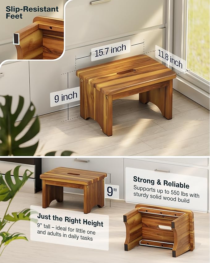 Wooden Step Stool, Wooden Beside Step - Image 3