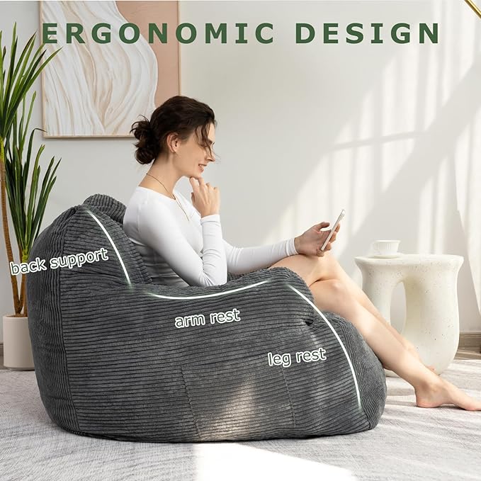 HIGOGOGO Giant Bean Bag Chair Sofa, Big Comfy Chair - Image 4
