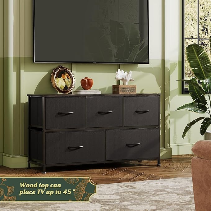 WLIVE Dresser for Bedroom with 5 Drawers, Wide Chest of Drawers, Fabric Dresser - Image 7