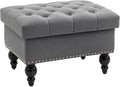 HOMCOM Ottoman with Storage for Living Room, Button-Tufted Fabric Bench for by HOMCOM