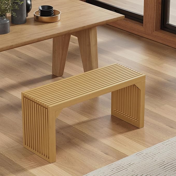 ROOMTEC 35" Dining Bench, Indoor Wood Bench - Image 2