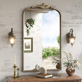 Arched Antique Wall Mirror, Ornate Arched Bronze Mirror by Wiserset