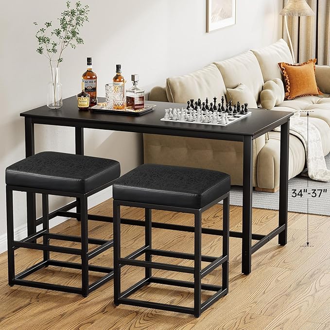 Counter Height Bar Stools Set of 2, Faux Leather Counter Stools - Image 8