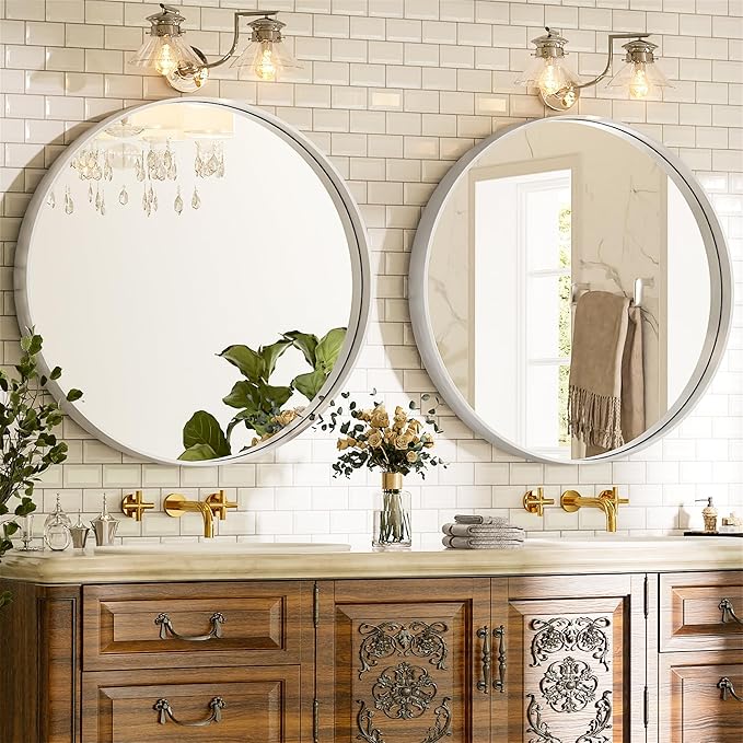 Suidia 30" x 30" Bathroom Mirror, Bathroom Vanity Mirror Metal Framed, - Image 4