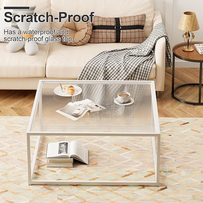 ​​​​​​​​Glass Coffee Table Square Coffee Table - Image 6