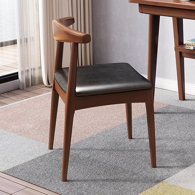 Solid Wood Dining Chair with Walnut Finish Mid Century Modern Upholstered PU - Image 6